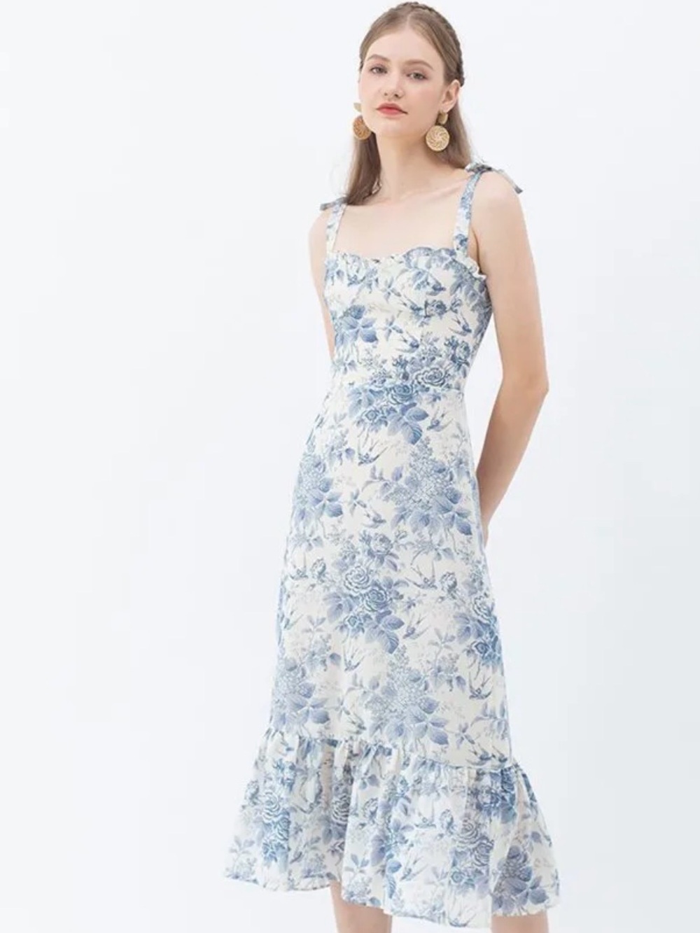 Chicwish swallow and rose print midi dress